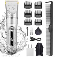 💈 keruita electric hair clippers for men: quiet, cordless, rechargeable trimmers set with led display, waterproof barber kit - includes hairdressing cape (silver) logo