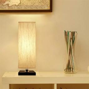 img 3 attached to 🌙 Minimalist Solid Wood Bedside Lamp with Square Flaxen Fabric Shade for Bedroom, Nightstand, Dresser, Living Room, Kids Room, Dorm