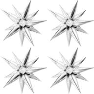 🎈 moukiween 50 pcs silver starburst cone mylar balloons - 12 point star balloons | ideal for party supplies, christmas, birthday, wedding, baby shower & photo booth логотип