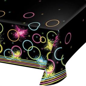 img 1 attached to Optimized for SEO: Creative Converting 318135 Glow Party Plastic Tablecover, 54 x 102 - All Over Print