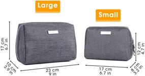 img 3 attached to Grey Large Travel Cosmetic Organizer Zipper Pouch for Women and Girls - Makeup Bag