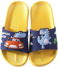 img 4 attached to 🦖 Dinosaur Slipper Sandals: Darkblue Boys' Shoes for Ultimate Comfort and Style