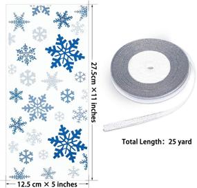 img 2 attached to 🎄 Christmas Themed Party Supplies: 100-Piece Blue Snowflake Cellophane Treat Bags with Ribbon and Candy Favors