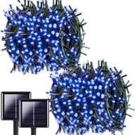 🎄 210ft 600led outdoor string lights: waterproof blue christmas lights for garden, party, wedding - 8 modes, green wire логотип