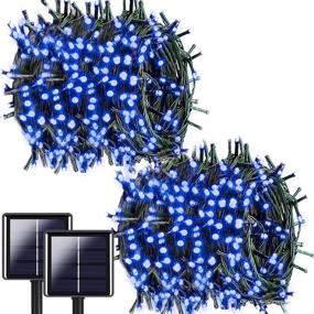 img 4 attached to 🎄 210FT 600LED Outdoor String Lights: Waterproof Blue Christmas Lights for Garden, Party, Wedding - 8 Modes, Green Wire