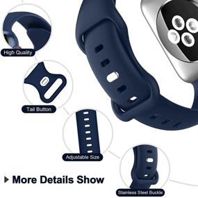 img 2 attached to 4 Пары Спортивных Силиконовых Ремешков Совместимые с Apple Watch - Мягкие Запасные Ремешки для iwatch 38мм 40мм 41мм Женщины Мужчины, Серия 7 SE 6 5 4 3 2 1 - Черный+Синий+Красный+Серый.