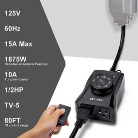 img 1 attached to 🌙 BESTTEN Dusk to Dawn Outdoor Remote Control Outlet with Photocell Countdown Timer, 2 Grounded Outlets, ETL and FCC Certified, Black