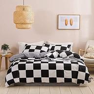 buffalo check black and white plaid duvet cover set - reversible geometric gingham decor - king-size bedding - farmhouse nordic style grid pattern - luxury soft and breathable comforter cover for men, women, and kids logo