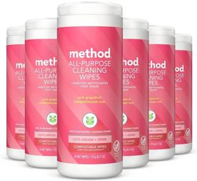 img 4 attached to Method Pink Grapefruit All-Purpose Cleaning 🍊✨ Wipes: 6 Pack, 30 Count, Packaging May Vary