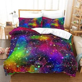 img 1 attached to 🌈 Набор кондиционера King Size Galaxy Rainbow - Психоделическое тропическое искусство, постельное белье Galaxy для мальчиков и девочек - 3-х предметный набор с 1 кондиционером и 2 наволочками