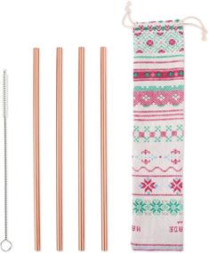 img 4 attached to 🥢 Zeakko 8.5 Inch Copper Straws for Moscow Mule - Set of 4 Handcrafted Pure Copper Straws with Cleaning Brush