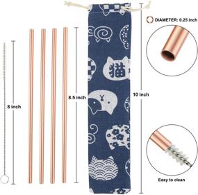 img 2 attached to 🥢 Zeakko 8.5 Inch Copper Straws for Moscow Mule - Set of 4 Handcrafted Pure Copper Straws with Cleaning Brush