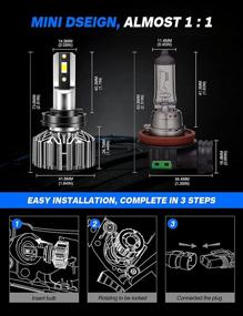 img 1 attached to Сверхпроизводительные лампы для фар NOVSIGHT H11/H8/H9 LED, 12000 люмен 300% ярче 💡 Комплекты преобразования, 60 Вт 6500К холодный белый IP68 водонепроницаемый, быстрое охлаждение замена галогена