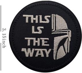 img 1 attached to 🔥 Mandalorian Inspired Half Helmet Fastener Patch Set: 3.15 Inch Embroidered Tactical Morale Patches - 2PCS with Hook and Loop Backing