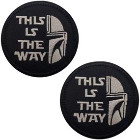 img 4 attached to 🔥 Mandalorian Inspired Half Helmet Fastener Patch Set: 3.15 Inch Embroidered Tactical Morale Patches - 2PCS with Hook and Loop Backing