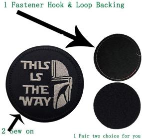 img 2 attached to 🔥 Mandalorian Inspired Half Helmet Fastener Patch Set: 3.15 Inch Embroidered Tactical Morale Patches - 2PCS with Hook and Loop Backing