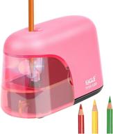 🦅 eagle electric pencil sharpener with led light, portable & reusable blade - perfect for kids, ideal school & office supplies (pink) logo