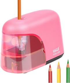 img 4 attached to 🦅 Eagle Electric Pencil Sharpener with LED Light, Portable & Reusable Blade - Perfect for Kids, Ideal School & Office Supplies (Pink)
