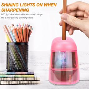 img 3 attached to 🦅 Eagle Electric Pencil Sharpener with LED Light, Portable & Reusable Blade - Perfect for Kids, Ideal School & Office Supplies (Pink)