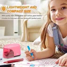 img 2 attached to 🦅 Eagle Electric Pencil Sharpener with LED Light, Portable & Reusable Blade - Perfect for Kids, Ideal School & Office Supplies (Pink)