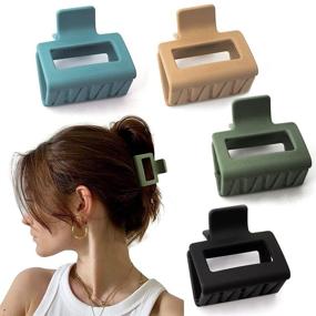 img 4 attached to 💇 Stylish Bmobuo 4 PCS Matte Hair Claw Clips Set for Thin & Thick Hair | Square Hair Clips for Women