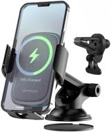 🚗 wvmilfe 15w fast wireless car charger - auto-clamping phone mount charger for iphone 12/11 pro max, samsung galaxy lg qi series - windshield dash air vent holder【leather】 logo