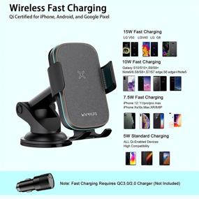 img 3 attached to 🚗 WVMILFE 15W Fast Wireless Car Charger - Auto-Clamping Phone Mount Charger for iPhone 12/11 Pro Max, Samsung Galaxy LG Qi Series - Windshield Dash Air Vent Holder【Leather】