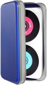 img 4 attached to 96 Capacity CD Case, Portable DVD Storage Organizer Wallet - UENTIP Hard Plastic Case Holder, Protective DVD Storage (Blue)