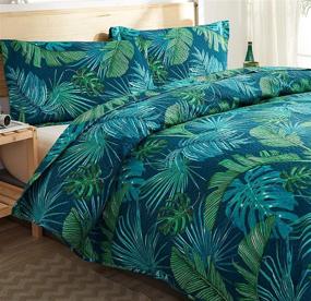 img 2 attached to Queen/Full Size Rainforest Quilt Set – Green Leaf Print Bedspread Coverlet, Tropical Palm Tree Leaves Bedding Set, Reversible Home Decor Quilts