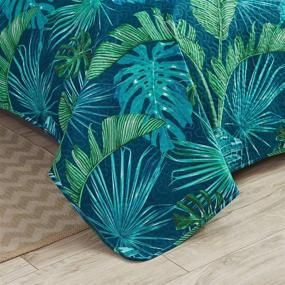 img 1 attached to Queen/Full Size Rainforest Quilt Set – Green Leaf Print Bedspread Coverlet, Tropical Palm Tree Leaves Bedding Set, Reversible Home Decor Quilts