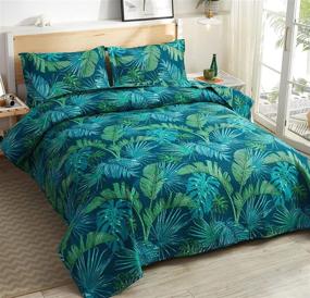 img 3 attached to Queen/Full Size Rainforest Quilt Set – Green Leaf Print Bedspread Coverlet, Tropical Palm Tree Leaves Bedding Set, Reversible Home Decor Quilts