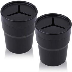 img 4 attached to 🚗 FIOTOK Car Trash Can with Lid - Leakproof Mini Auto Garbage Can for Automotive, Home, Office, Kitchen - 2 Pack (Black)