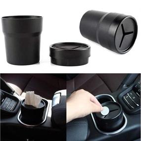 img 3 attached to 🚗 FIOTOK Car Trash Can with Lid - Leakproof Mini Auto Garbage Can for Automotive, Home, Office, Kitchen - 2 Pack (Black)