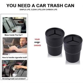 img 1 attached to 🚗 FIOTOK Car Trash Can with Lid - Leakproof Mini Auto Garbage Can for Automotive, Home, Office, Kitchen - 2 Pack (Black)