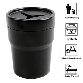 img 2 attached to 🚗 FIOTOK Car Trash Can with Lid - Leakproof Mini Auto Garbage Can for Automotive, Home, Office, Kitchen - 2 Pack (Black)