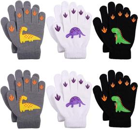 img 4 attached to Cooraby Pairs Gloves Winter Stretchy Boys' Accessories