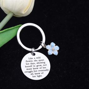 img 1 attached to 🌸 FUSTMW Wildflower Keychain: Inspirational Wildflower Jewelry, Perfect Gift for Nature Lovers