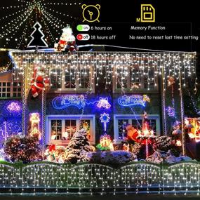 img 3 attached to 🎄 Outdoor Christmas Lights Decorations, 66ft 640 LED Curtain Fairy Lights with 120 Drops, 8 Modes Plug in Waterproof Timer Memory Function for Christmas Holiday Wedding Party Decorations in Cold White