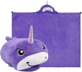 img 4 attached to 🐳 Comfy Critters Narwhal Fleece Animal Blanket: The Ultimate Travel Pillow, Playtime Pal, and Nap Time Buddy – Super Soft and Versatile!
