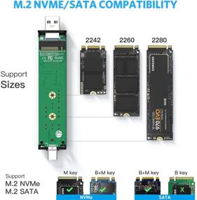 img 1 attached to Адаптер корпуса SSD FIDECO M.2 NVME и SATA: внешний корпус NVME PCI-E и NGFF Solid State Drive USB C Gen 2 10 Gbps (черный)