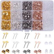 bqtq 2600 pcs earring making supplies: stainless steel earring posts, backs, and blanks with butterfly and rubber bullet backs - perfect for earring jewelry making! logo