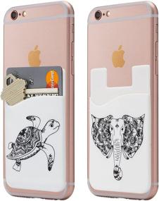 img 3 attached to 🐘 Elephant and Turtle Phone Pocket: Stick-On Wallet Card Holder for iPhone, Android, and All Smartphones (Pack of Two)