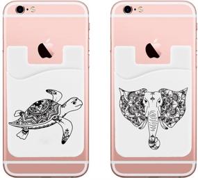 img 2 attached to 🐘 Elephant and Turtle Phone Pocket: Stick-On Wallet Card Holder for iPhone, Android, and All Smartphones (Pack of Two)