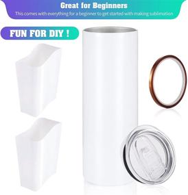 img 1 attached to 🥤 STONECHIC Sublimation White Straight Skinny Tumbler 20oz - Heat Transfer, Sublimation Blanks, Double Wall Insulated - With Heat Resistant Tape & Shrink Wrap Sleeve - Vinyl DIY Gifts (6 Pack)