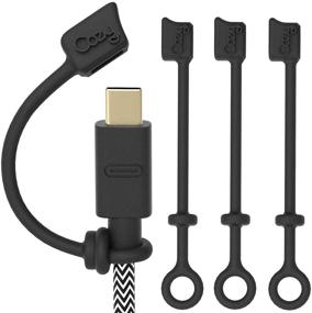 img 4 attached to 🔌 Enhance USB C Cable Lifespan with [4-Piece] Cozy USB Caps: Dust Protection, Projection Adapter Cover, Portable Travel-friendly Design (Black)