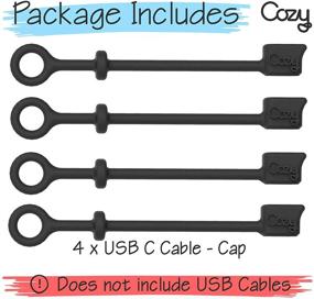 img 1 attached to 🔌 Enhance USB C Cable Lifespan with [4-Piece] Cozy USB Caps: Dust Protection, Projection Adapter Cover, Portable Travel-friendly Design (Black)