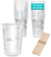 📏 20-pack of 8oz graduated clear plastic measuring cups with wooden stirring sticks - ideal for mixing paint, pigments, epoxy resins, and more logo