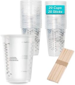 img 4 attached to 📏 20-Pack of 8oz Graduated Clear Plastic Measuring Cups with Wooden Stirring Sticks - Ideal for Mixing Paint, Pigments, Epoxy Resins, and more