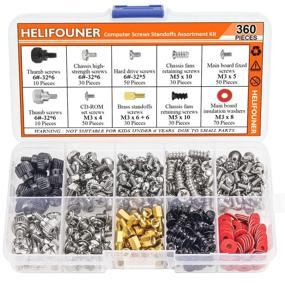 img 4 attached to 💻 360-Piece Computer Standoffs Screws Assortment Kit for Hard Drive, Computer Case, Motherboard, Fan, Power Graphics - HELIFOUNER