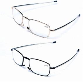 img 1 attached to Compact Folding Unisex Reading Glasses with Blue Light Protection - 2 Pairs + Case Included